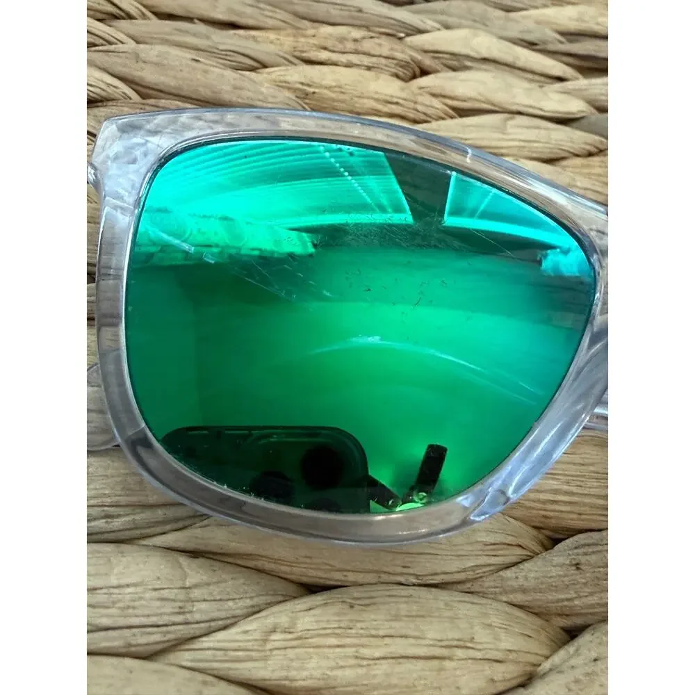 Oakley Frogskins Clear Frame Green Mirror Lens Sunglasses OO9245-38